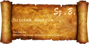 Szirbek Beatrix névjegykártya